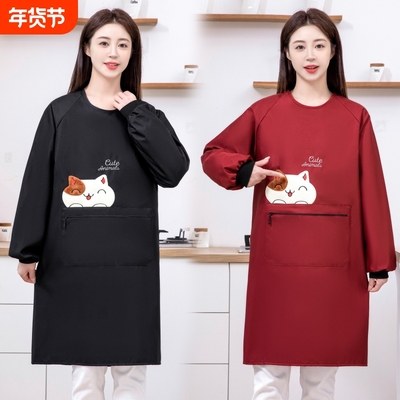 罩衣女新款上班专用可爱防水围裙厨房家用工作服防油大人男加长
