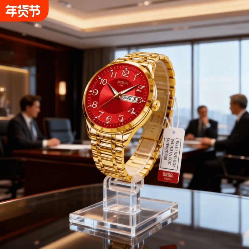 镂空男士手表男正品名牌全自动非机械表钢带男款商务防水石英腕表