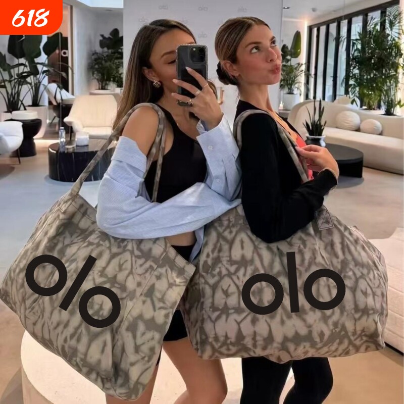 olo yoga瑜伽包单肩包帆布包男女通用大容量购物袋运动健身包印花