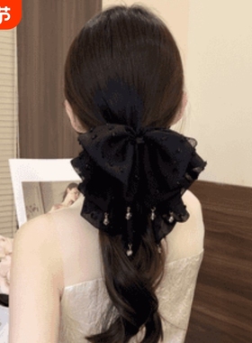 安九拉法式气质黑色吊坠发夹高级感轻奢发卡鲨鱼夹百搭后脑勺发饰