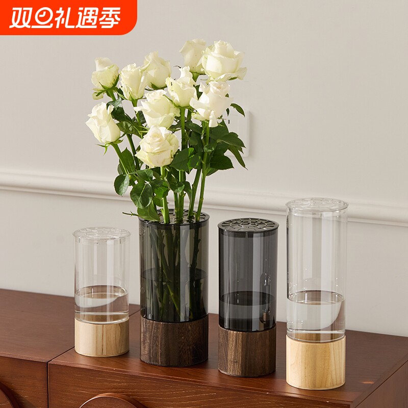 亚克力直筒花瓶客厅插花摆件装饰富贵竹轻奢高级感玻璃防摔水培瓶