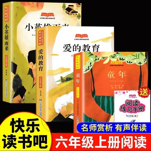 六年级上册必读的课外书套装童年爱的教育小英雄雨来伴读全套3册赠送阅读手册6下快乐读书吧语文教材暑假故事书目成就聪明科学先生