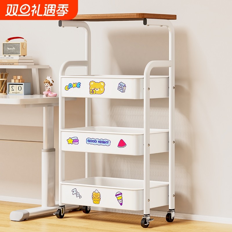 厨房置物架落地可移动多层家用床头婴儿小推车零食收纳架蔬菜篮子