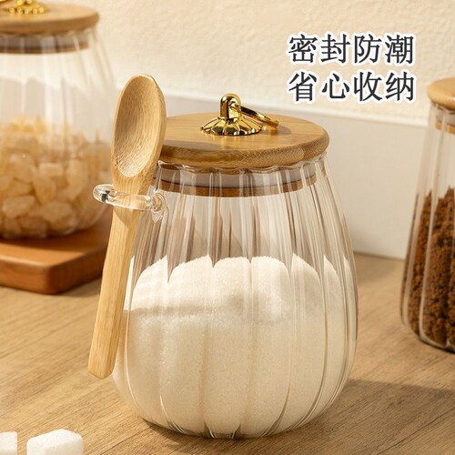 糖罐白砂糖储存厨房装糖的罐子红糖冰糖家用玻璃密封罐防潮高颜值