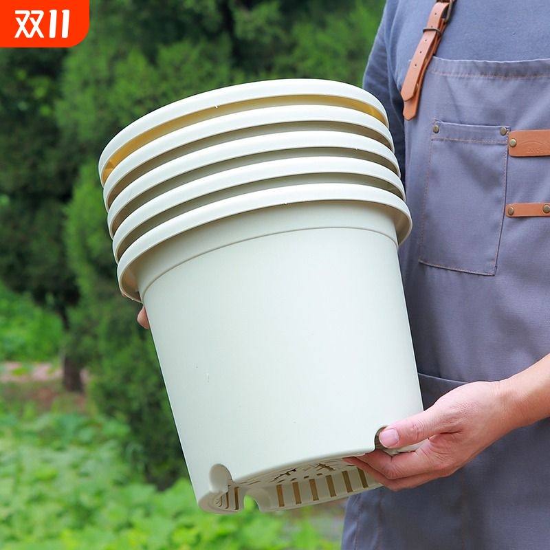 四季控根透气加厚加仑盆塑料大号青山花盆托盘种菜耐用树脂底部