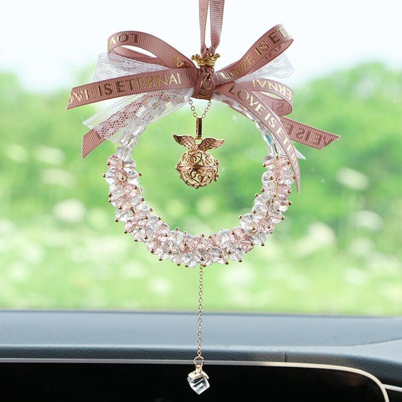 新款高端网红香薰玲珑水晶汽车挂件女生高级感车载后视镜吊坠