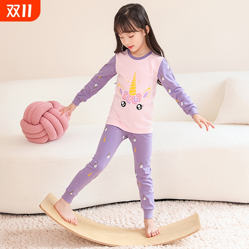 纯棉儿童保暖内衣套装男童女童睡衣秋衣秋裤中小童打底全棉棉毛衫