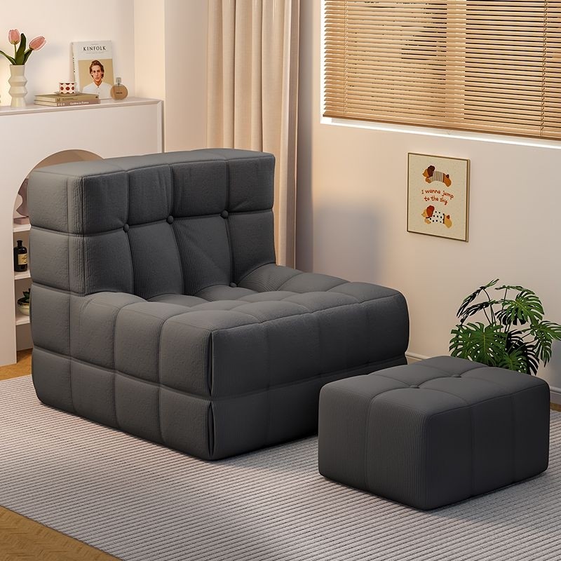 懒人沙发家用休闲可睡卧室华夫格设计师毛毛虫单人小沙发阳台可躺