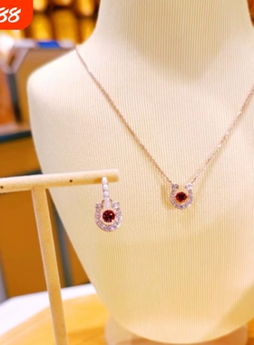 2026新款施家马蹄扣珍珠小红绳手链轻奢红色水钻项链女金色锁骨链