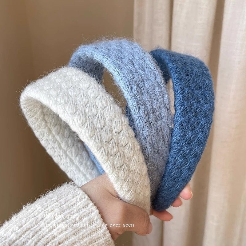 温柔复古菱格毛线宽边发箍女2025新款高颅顶头箍发卡洗脸发捆秋冬