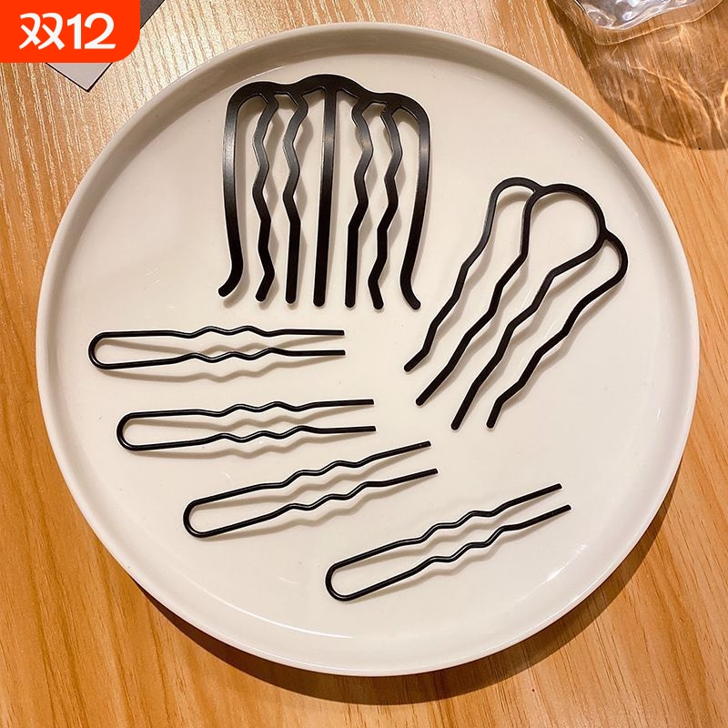 懒人盘发神器丸子头四齿插梳发梳发簪倒插发卡U形发夹造型头饰女