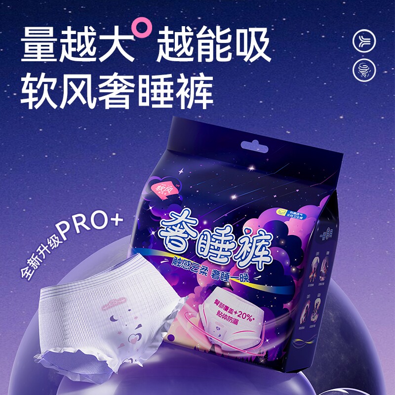超10000人加购}软风研究社奢睡裤经期裤型卫生巾夜用安心裤防漏 - 实物图