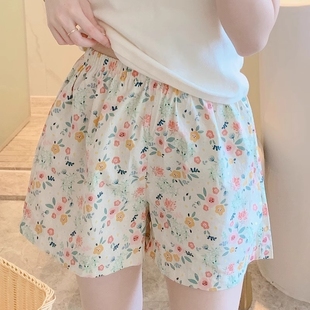 宽松居家裤 休闲裤 短裤 睡裤 夏季 女夏阔腿裤 女款 家居格子 棉绸薄款