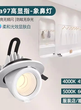 象鼻灯服装店专用4500k射灯嵌入式可调角度店铺商用展厅led天花灯