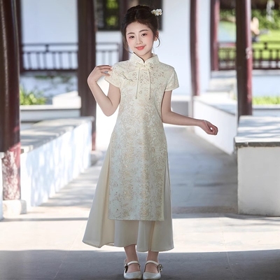 女童旗袍裙2025新款新中式儿童中国风大童女孩改良唐装连衣裙夏季