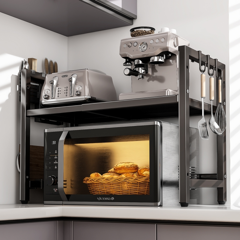 【热卖爆款】伸缩微波炉置物架