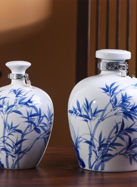 景德镇陶瓷器手绘5斤装空酒瓶家用密封白酒壶泡酒坛窖藏酒缸酒坛