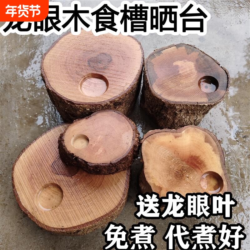 龙眼木晒台已煮好天然带食槽龟缸造景摆件乌龟用品沉木晒背台造景