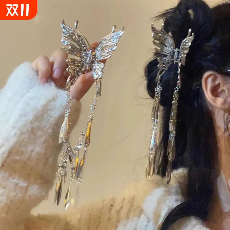 蝴蝶抓夹发夹流苏新中式发饰女款马面裙汉服民族风中华娘中秋头饰