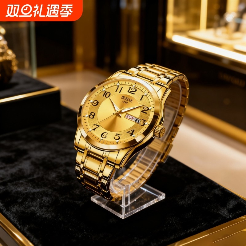 手表男款全自动男表数字双日历防水腕表男机械风全自动防水高级感