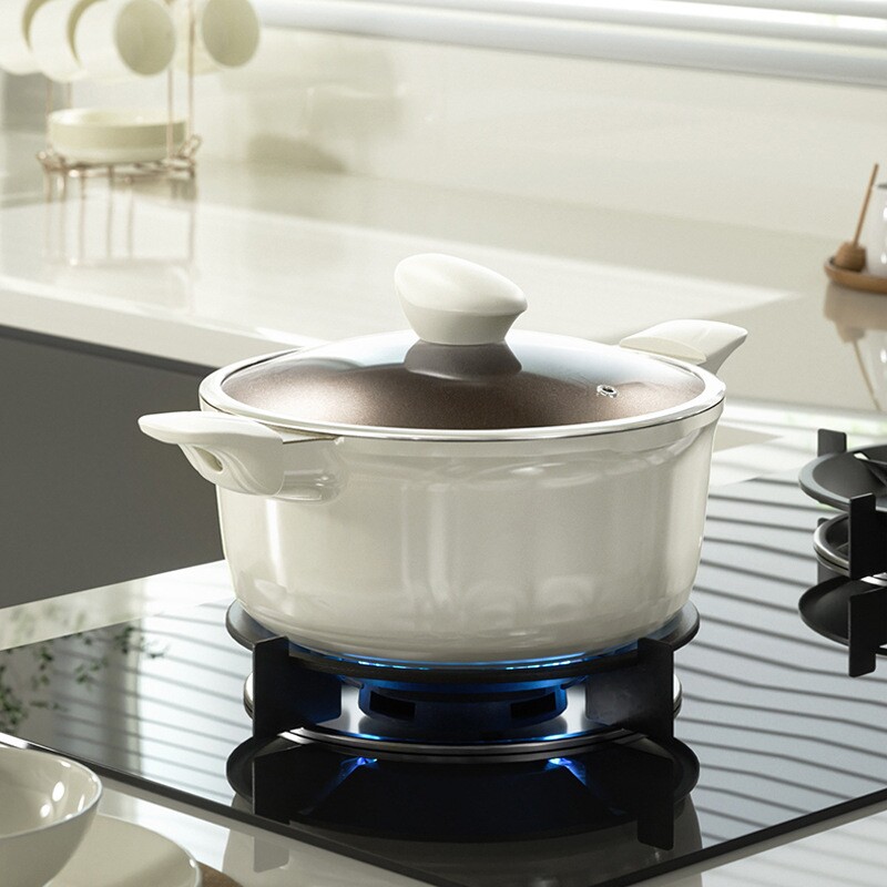 苏泊尔钛上钛新款汤锅家用陶瓷不粘锅双耳炖煮锅蒸锅搪瓷锅电磁炉