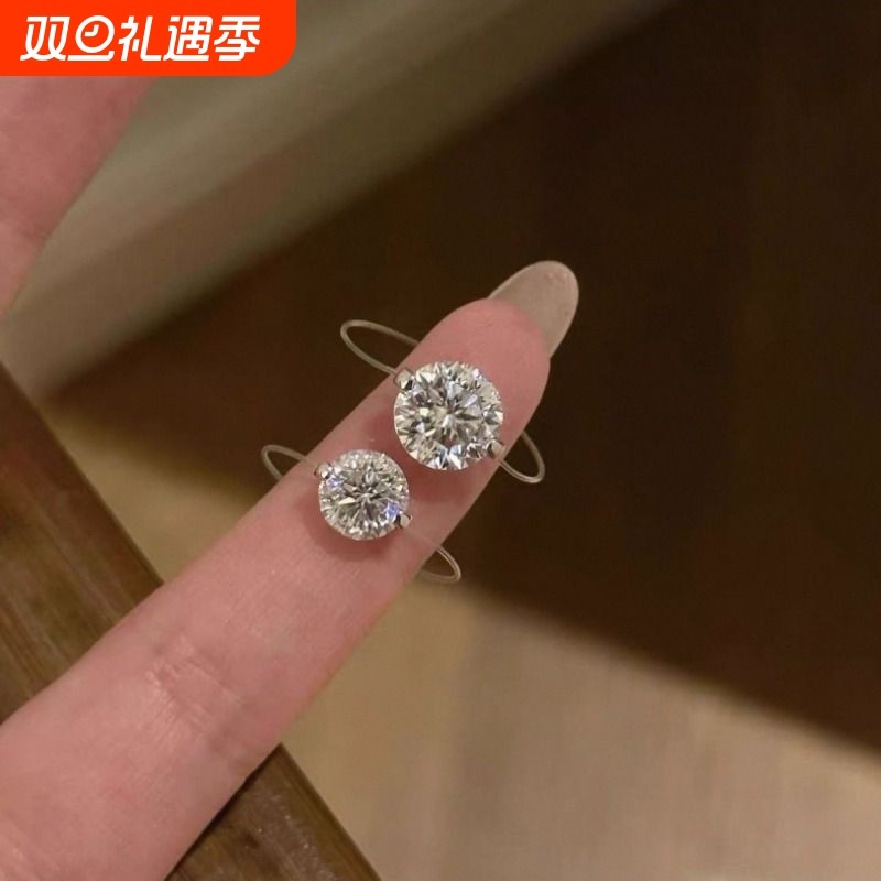 人鱼之泪钻戒轻奢透明设计法式简约高级爆闪隐形鱼线锆石戒指女款