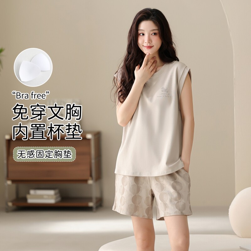 莫代尔睡衣女款夏季短裤清凉爽感宽松休闲舒适家居服可外穿套装