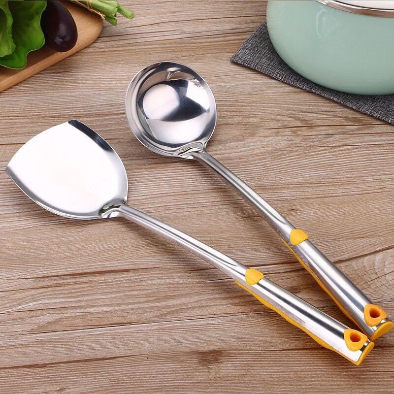 黄心不锈钢锅铲家用长柄厨具铲勺炒菜隔热不锈钢铲勺饭勺厨房用品