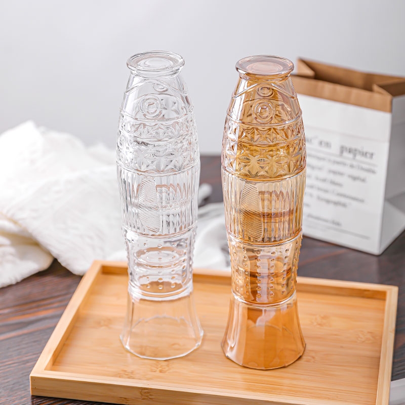 乐唯诗鲤鱼杯玻璃杯锦鲤叠叠杯年年有鱼杯水杯套装茶杯茶具礼物