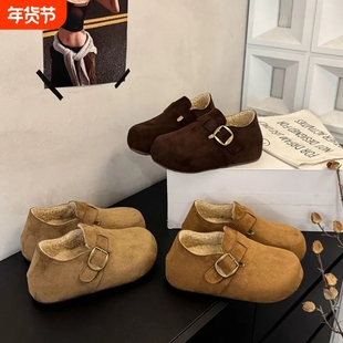 加棉5CM内增高厚底勃肯鞋女款冬季外穿舒适软底ins时尚百搭单鞋子