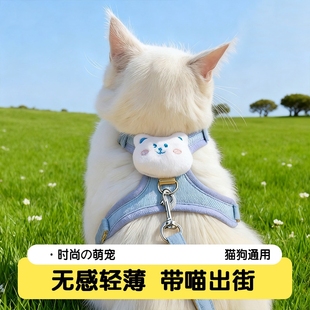 猫咪牵引绳防挣脱外出专用猫绳溜猫宠物胸背带链子不勒脖背心出街