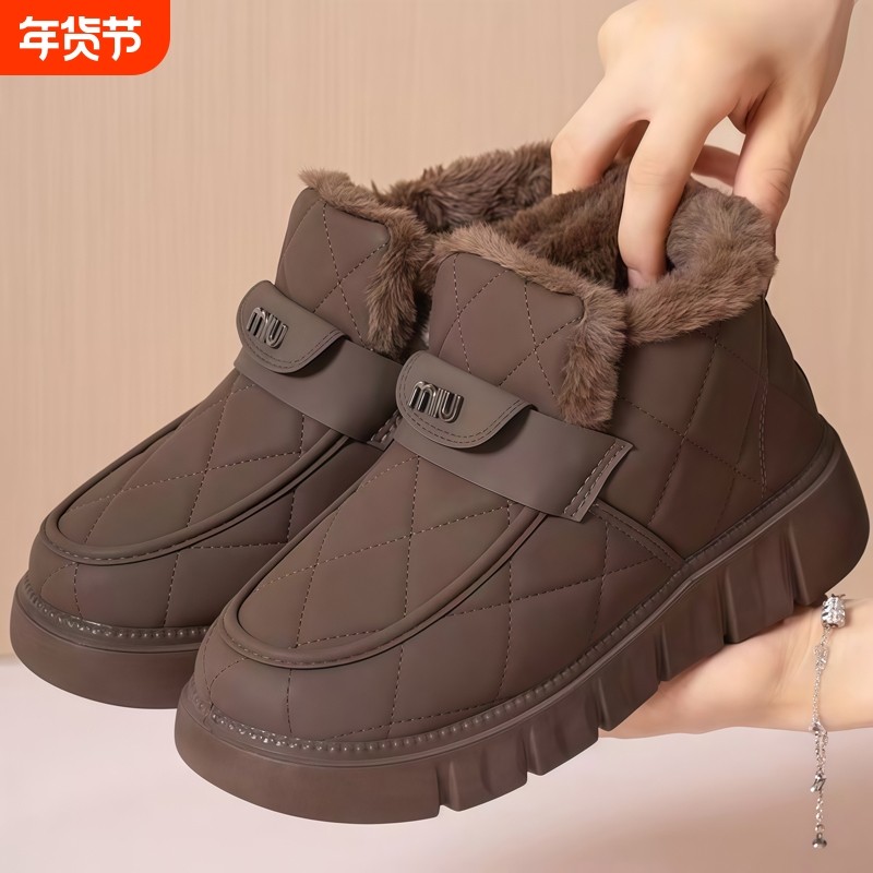 2025新款老北京棉鞋女冬季加绒保暖防滑一脚蹬雪地靴防水加厚棉靴,女鞋,时尚雪地靴,淘宝优惠券,粉丝福利购,淘宝优惠卷