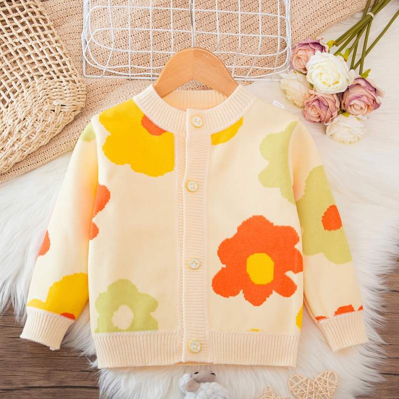 女童秋冬季外套新款儿童加绒针织开衫休闲上衣女孩童装中大童毛衣