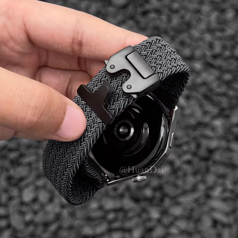 适用于gt6华为手表表带尼龙编织降落伞扣gt5/4专用watch5/4运动透气男款3pro系列配件智能表荣耀22mm腕带黑色