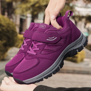 寿足力老人鞋 秋冬男女防滑加绒脚宽脚肥宽松舒适妈妈健步休闲鞋