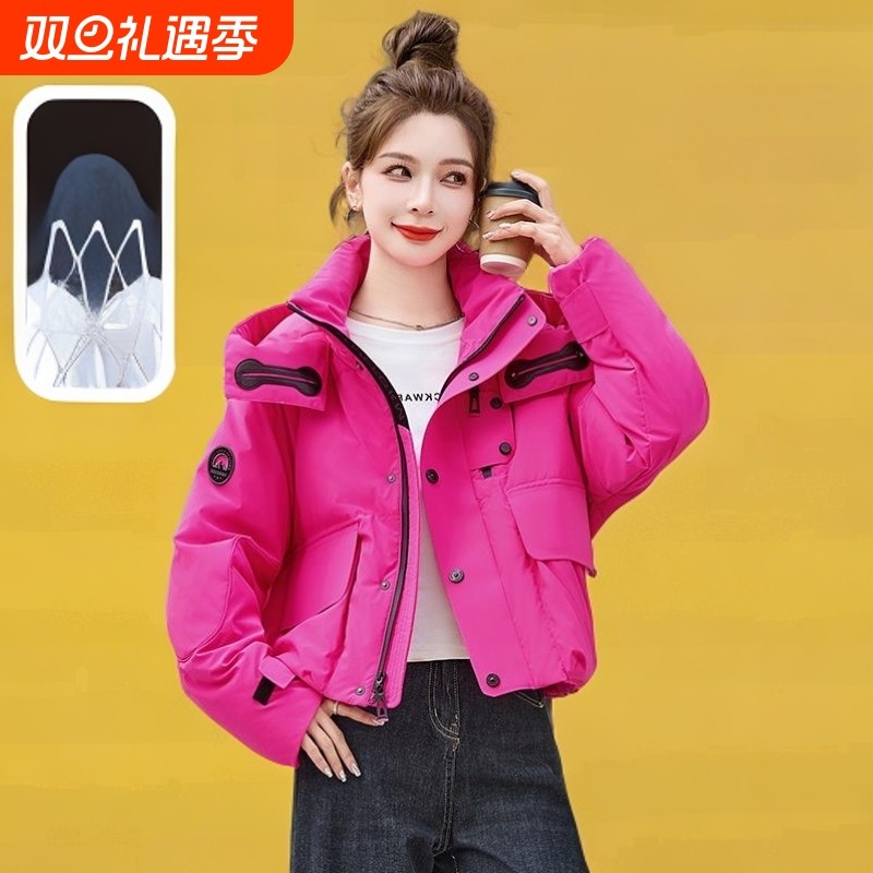 户外爆款冬季羽绒服女短款派克服2025冬装新款今年流行白鸭绒加厚