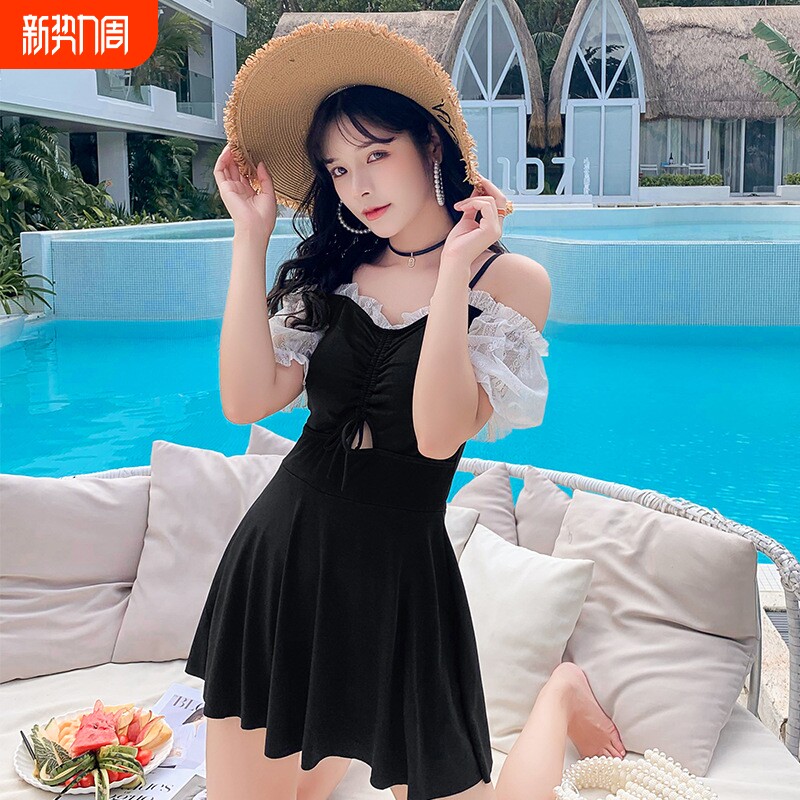 泳衣女连体遮肉显瘦ins风温泉游泳衣性感时尚海边度假泳装批发