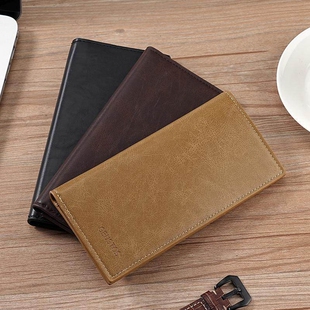 简约真软皮防盗刷皮夹钱夹潮轻奢 复古钱包男长款 2025新款 男式