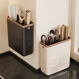 筷子收纳盒厨房壁挂式筷笼筷筒餐筷勺子置物架墙上沥水筷篓子刀架