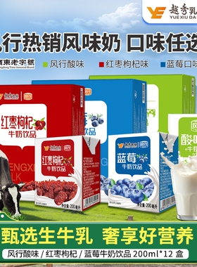 风行酸味/红枣枸杞/蓝莓牛奶饮品200ml*12盒营养早餐含乳饮料整箱