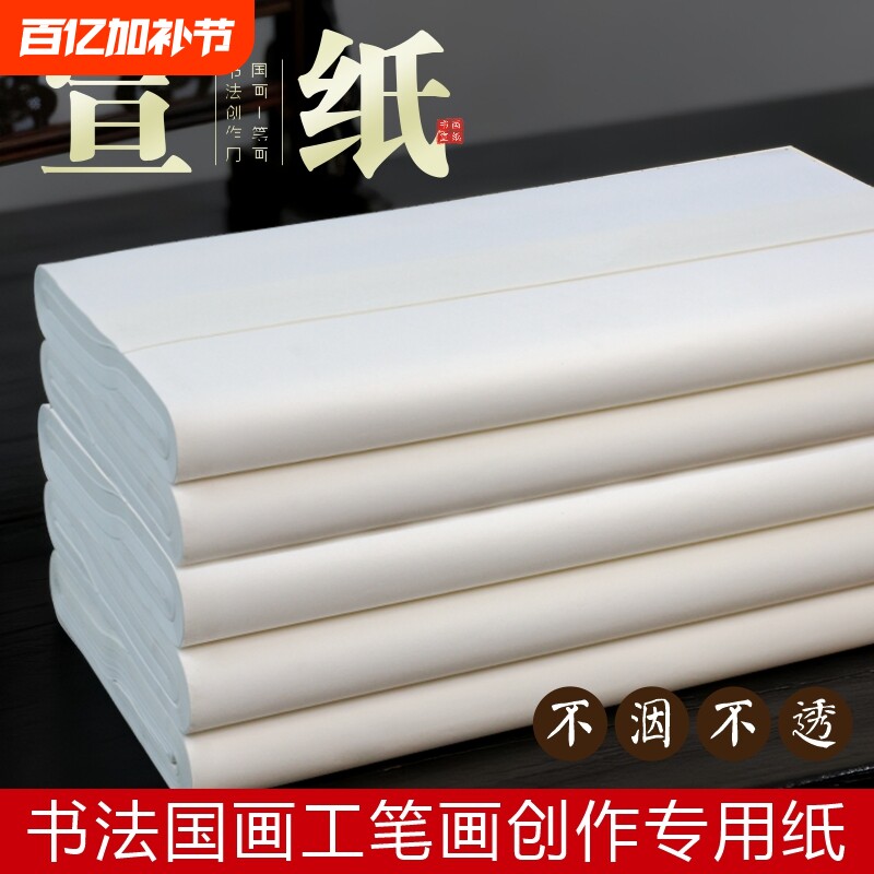 宣纸半生半熟书法专用纸毛笔字练习纸国画作品生宣纸熟宣创作纸半生熟四尺对开装裱整张六尺四开三尺小楷