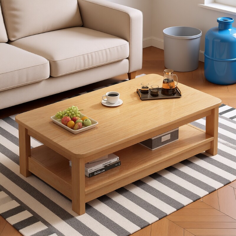 茶几客厅家用小户型桌子2026新款中古风可移动方形阳台简易茶几桌