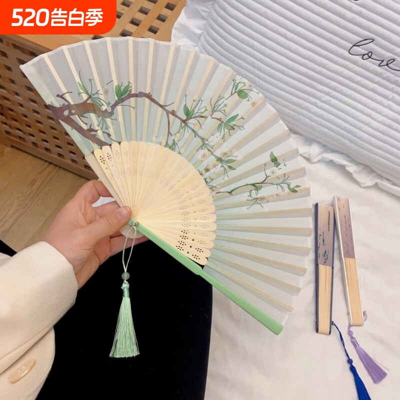 新款升级古风扇子中国风折叠扇小巧便携古装舞蹈扇新中式旗袍配饰
