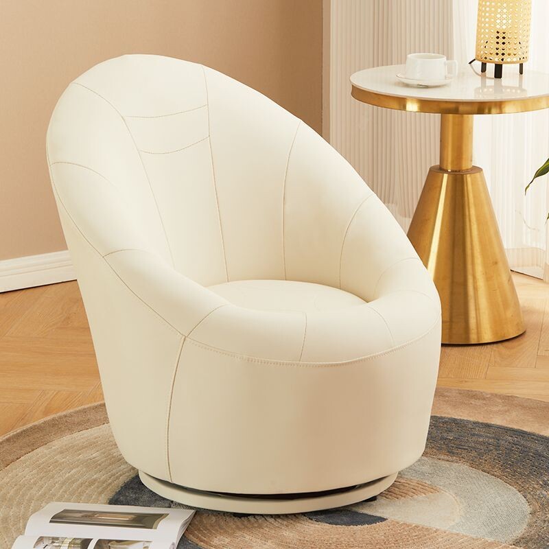 c懒人沙发皮艺单人客厅洽谈沙发办公书房电脑休闲实木旋转小沙发