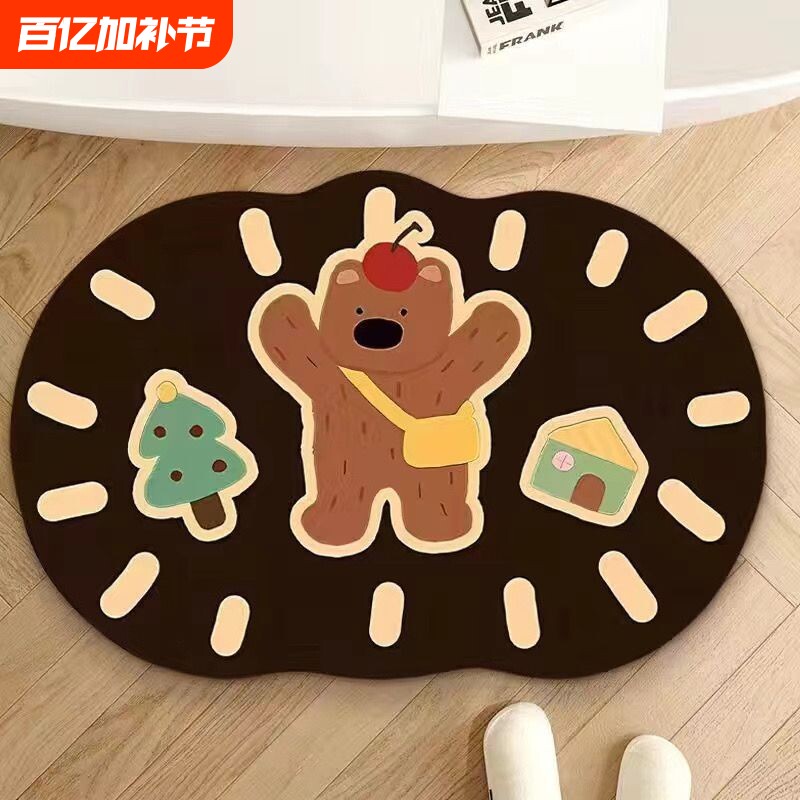 硅藻泥地垫卫生间吸水垫洗澡浴室防滑垫可爱门口脚垫卡通地毯卫浴