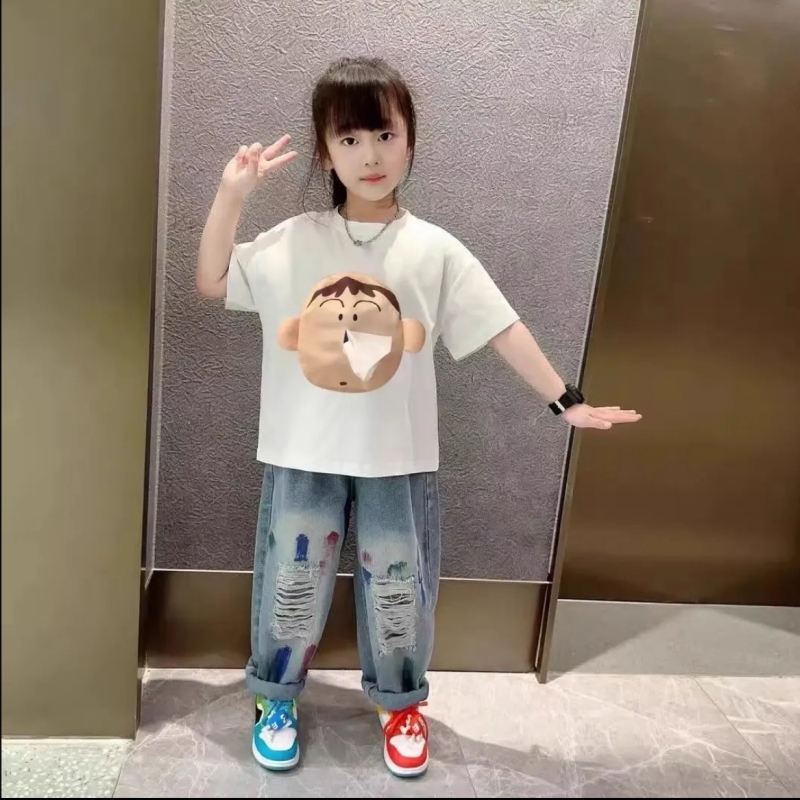 男女儿童纯棉小丑鱼抽纸短袖亲子t恤阿呆可以带纸巾的衣服潮印花
