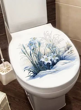 清新简约植物花朵墙贴纸浴室瓷砖厕所马桶盖子贴画水箱装饰遮丑
