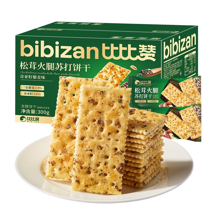 比比赞松茸火腿苏打饼干 300gx1箱