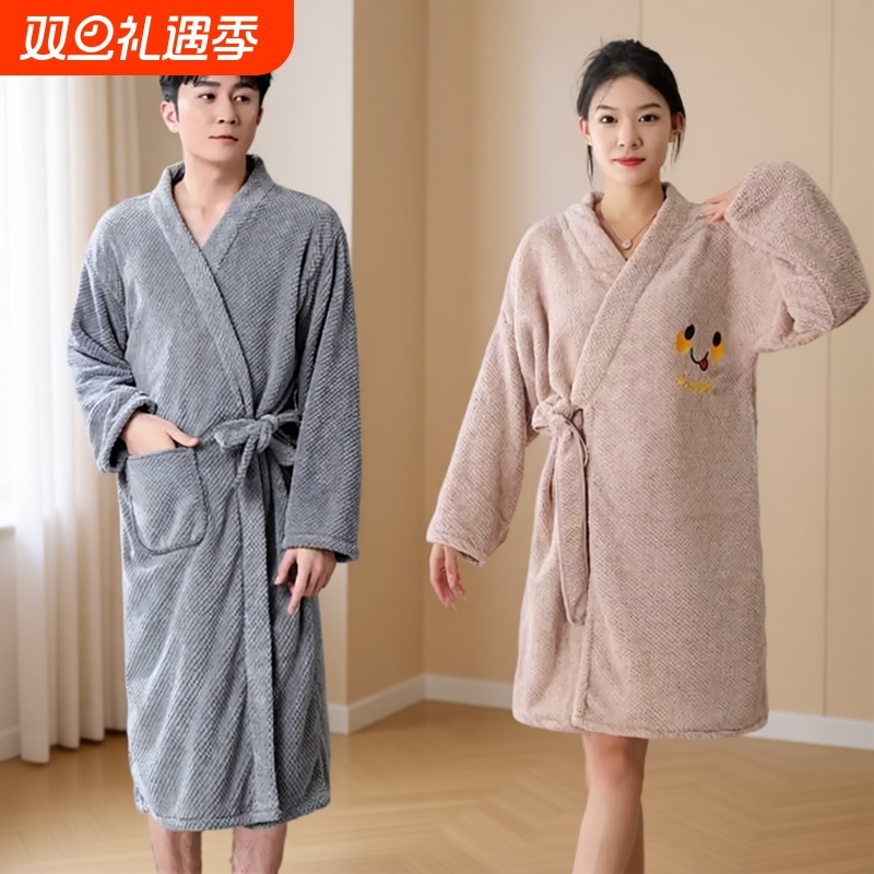男士浴袍浴巾珊瑚绒男女吸水速干家用情侣款裹巾四季通用洗澡专用