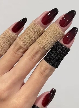 穿戴甲红色美甲黑色法式指甲贴可拆卸甲片甲片全贴press on nails